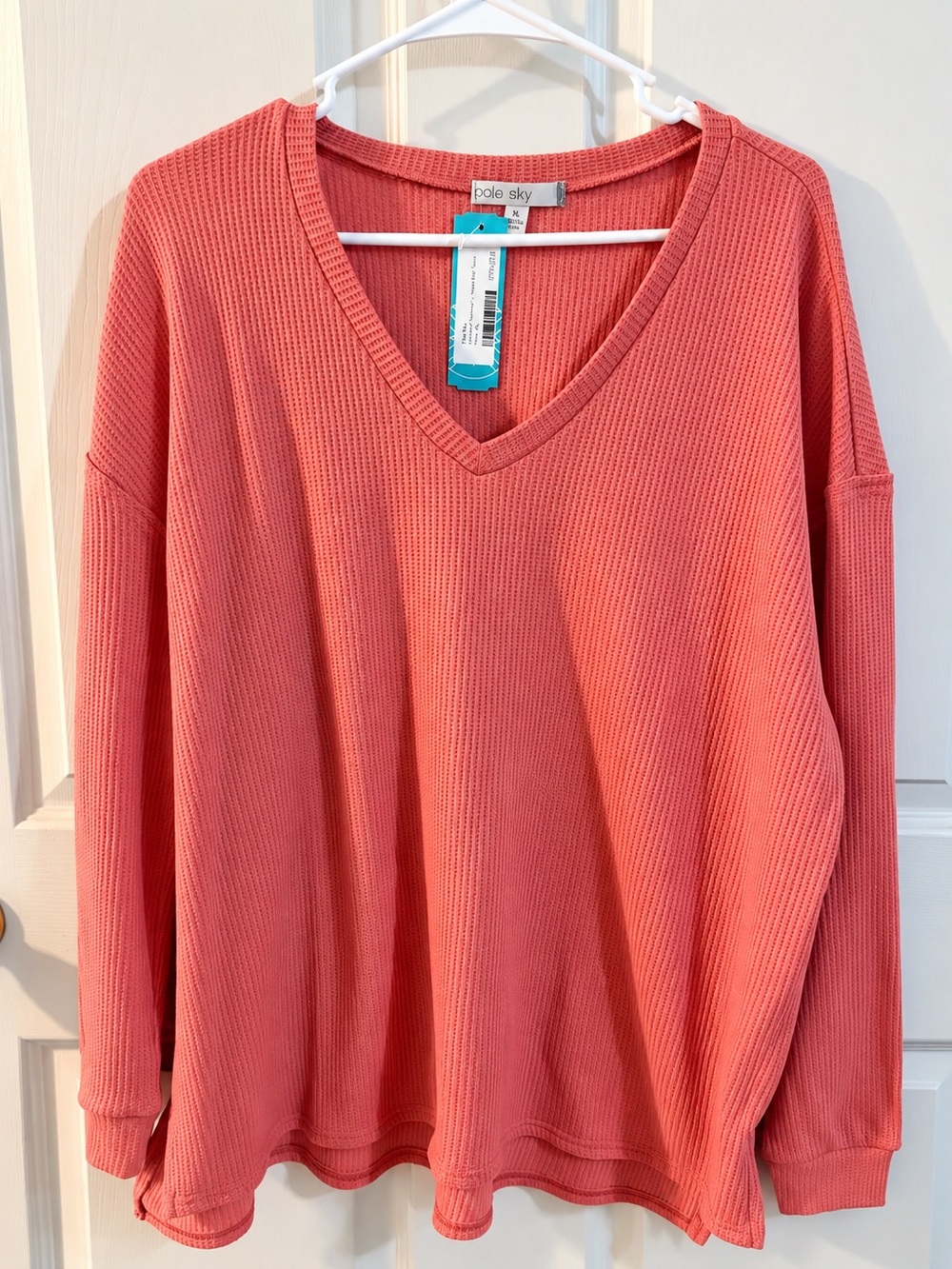 NWT Pale Sky Georgia XL Coral Thermal V Neck Knit Tunic